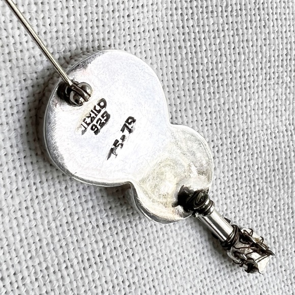 1970s Vintage TAXCO Mexico Guitar Sterling Silver Brooch Pin - Picture 6 of 8